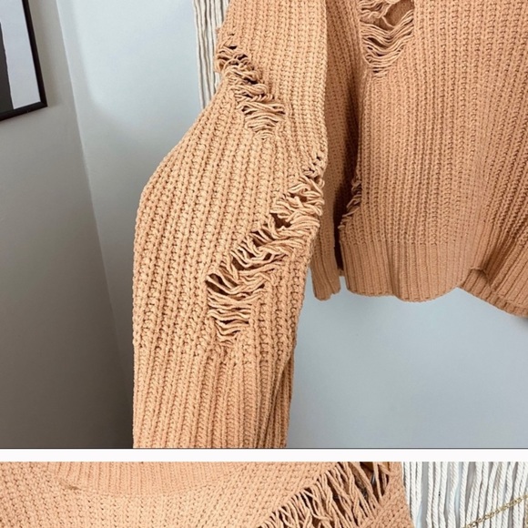 Vici Distressed Boho Rib Knit Sweater Small - Picture 5 of 5
